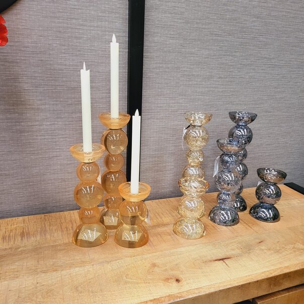 Light en Living Kaarsenhouder ITINGA glas bubbel smoke Ø9,5x15,5 cm