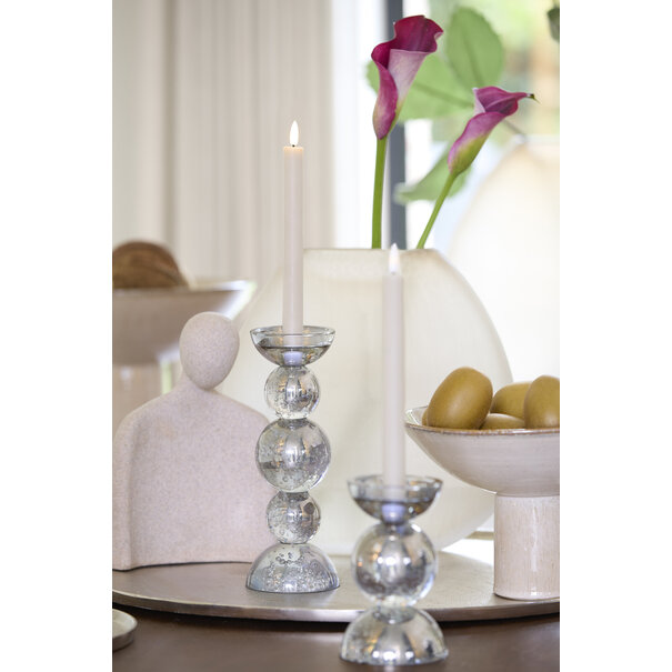 Light en Living Kaarsenhouder ITINGA glas bubbel smoke Ø10x26,5 cm van Light & Living