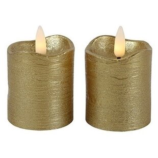Stompkaars rustiek Ø 5 cm Led Lyon goud set van 2