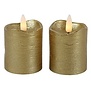 Stompkaars rustiek Ø 5 cm Led Lyon goud set van 2