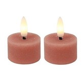 Theelicht rustiek Ø4CM LED Lyon roze - set van 2