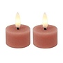 Theelicht rustiek Ø4CM LED Lyon roze - set van 2
