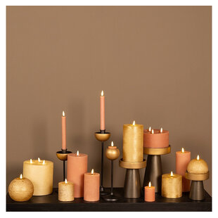 Dinerkaars LED Diner rustiek roze met beweegbare vlam – 2 stuks