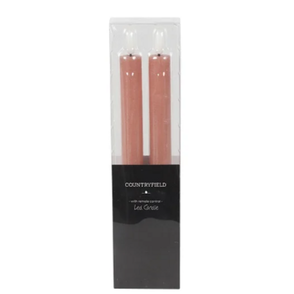 Countryfield Dinerkaars LED Diner rustiek roze met beweegbare vlam – 2 stuks