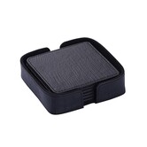 Onderzetters Rafal  Zwart vegan leer coaster vierkant