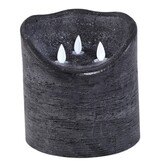 LED kaars rustiek zwart met 3 bewegende vlammetjes