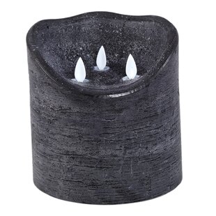 LED kaars rustiek zwart met 3 bewegende vlammetjes