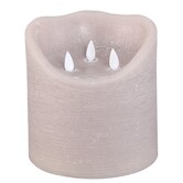 LED kaars rustiek beige met 3 bewegende vlammetjes