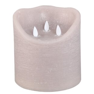 LED kaars rustiek beige met 3 bewegende vlammetjes