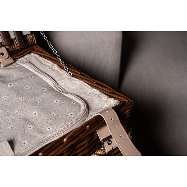 PTMD Kinzey Brown wilgen picknickmand voor 2 personen