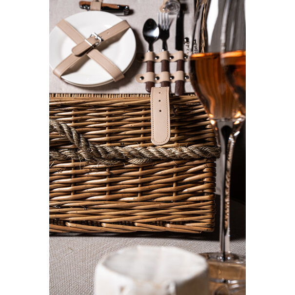 PTMD Kinzey Naturel wilgen picknickmand voor 2 personen