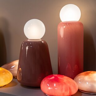 Garine Taupe melkglas LED lamp oplaadbaar laag