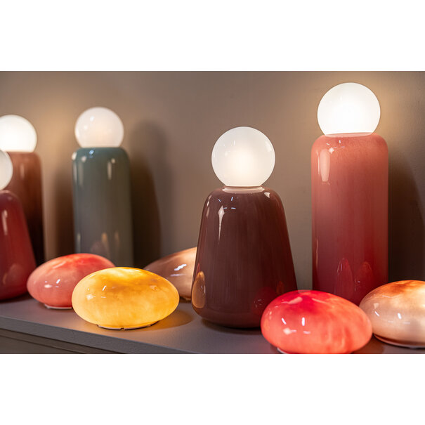 PTMD Garine Taupe melkglas LED lamp oplaadbaar laag