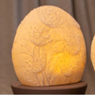 Hennah witte bloem LED-lampje oplaadbaar ovaal