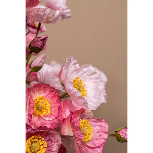 PTMD Kunsttak bosje Roze klaproosbundel met knoppen