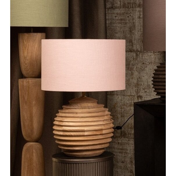 PTMD Lampenkap Rivvo Roze katoen linnen rond laag