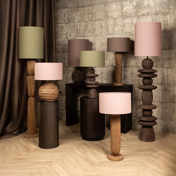 PTMD Lampenkap Rivvo Roze katoen linnen rond laag