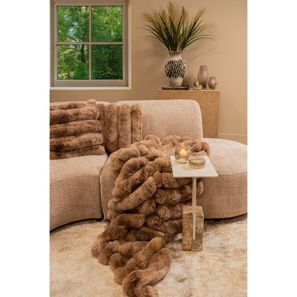 PTMD Kussen Divvo Bruin brede rib vierkant