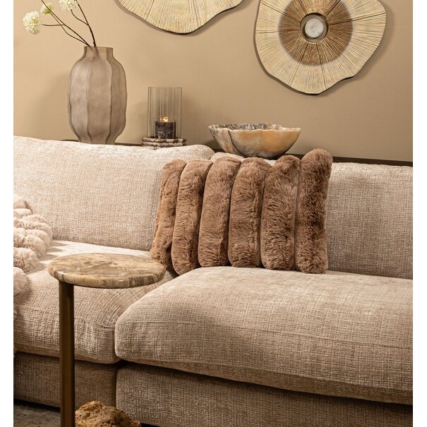 PTMD Kussen Divvo Bruin brede rib rechthoek