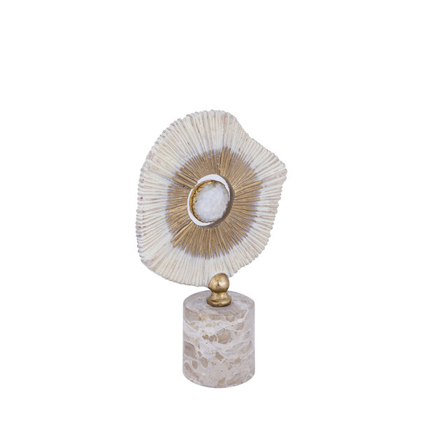 PTMD Ornament Rella Beige gegoten aluminium met marmer S