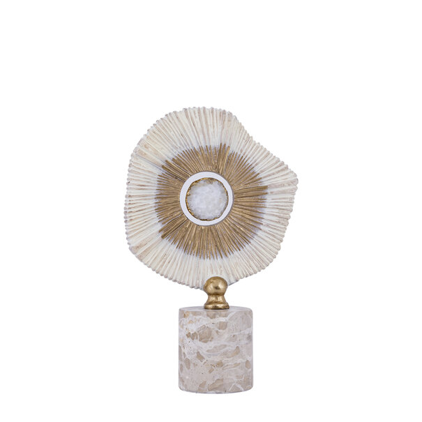 PTMD Ornament Rella Beige gegoten aluminium met marmer S