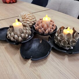 Theelicht Ø10,5x7,5 cm SERINA porselein brons