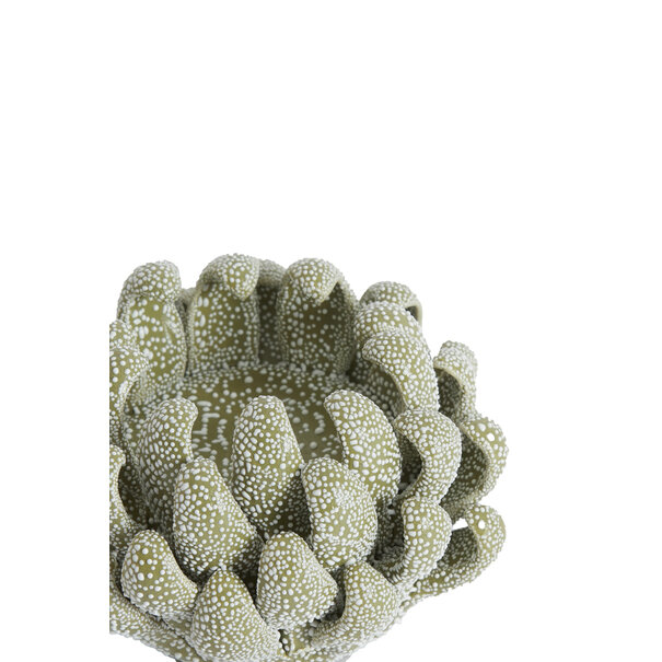 Light en Living Theelicht Ø10,5x7,5 cm SERINA porselein olijfgroen