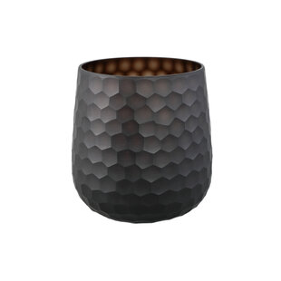 Vaas Eboney Bruin rond glas cirkel patroon laag