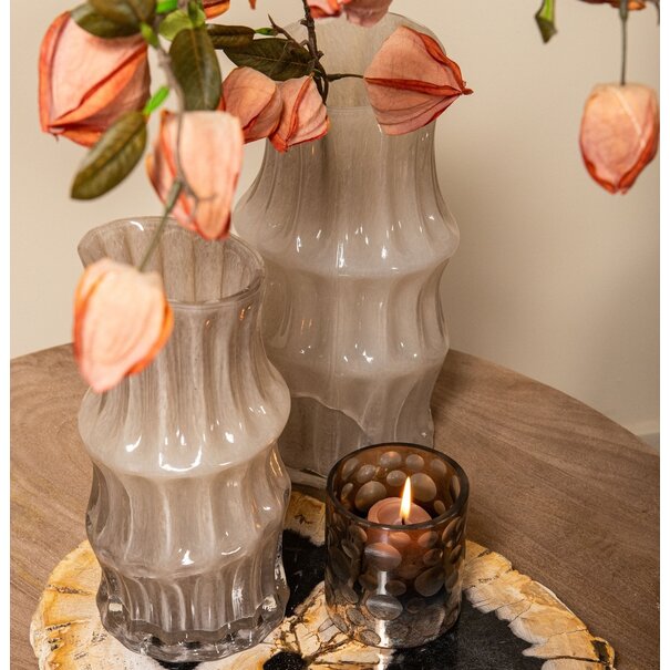 PTMD Vaas Anvi Creme glas hoekig rond M