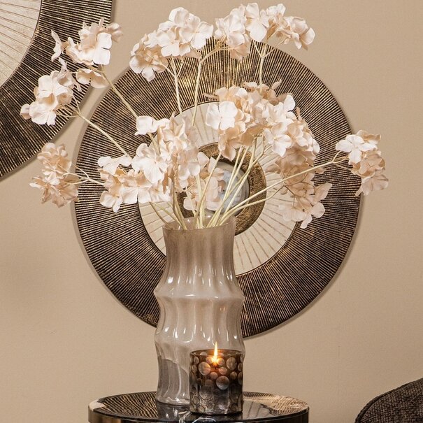 PTMD Vaas Anvi Creme glas hoekig rond L