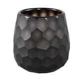 Theelicht Eboney Bruin rond glas cirkel patroon