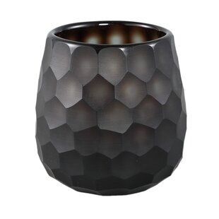 Theelicht Eboney Bruin rond glas cirkel patroon