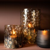 Theelicht Bridgid Bruin glas met stippen XS