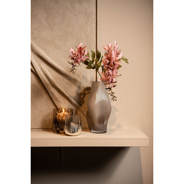 PTMD Theelicht Bridgid Bruin glas met stippen XS