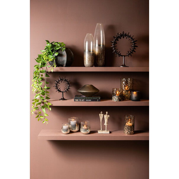 PTMD Theelicht Bridgid Bruin glas met stippen M