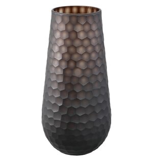 Vaas Eboney Bruin rond glas cirkel patroon hoog L