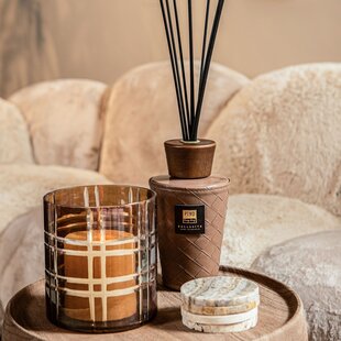 Theelicht Divit Donkerbruin glas met strepen S