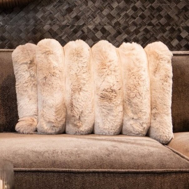 PTMD Kussen Divvo Beige brede rib rechthoekig