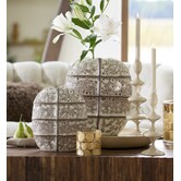 Vaas deco 32x16x36 cm MANTU keramiek mat donkerbruin+creme