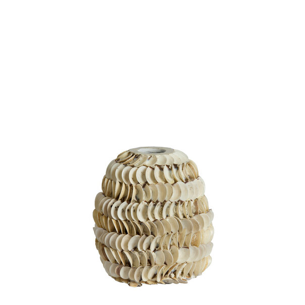 Light en Living Vaas deco  SARRIA Ø20x21 bamboo + schelp creme