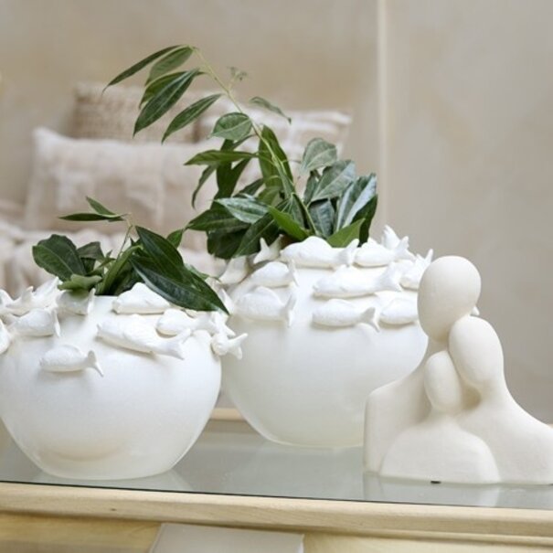 Light en Living Ornament 28x13x29 cm SOLINE keramiek mat creme