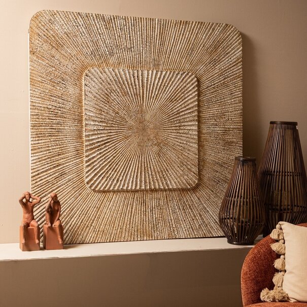 PTMD Wandornament Dishita Crème vierkant mdf M
