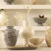 Vaas deco Ø24x38 cm GIRONA bamboo creme