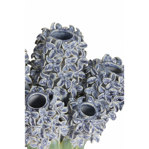 Light en Living Vaas deco 35x21x28 cm FLOWER keramiek blauw+groen