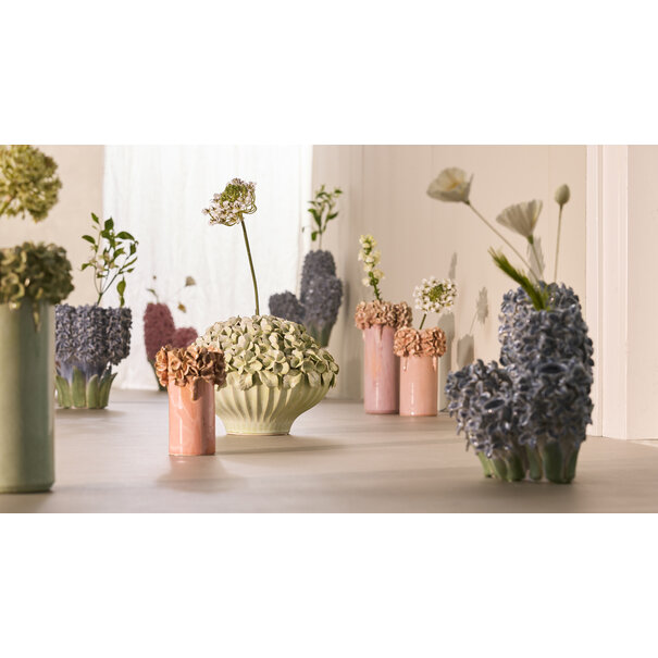 Light en Living Vaas deco 35x21x28 cm FLOWER keramiek blauw+groen