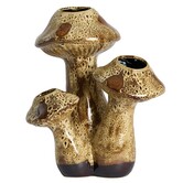 Vaas deco 33,5x28,35x40,5 cm Paddestoel Keramiek donkerbruin + creme