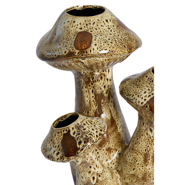 Light en Living Vaas deco 33,5x28,35x40,5 cm Paddestoel Keramiek donkerbruin + creme