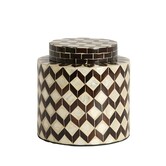 Vaas deco Ø16x16 cm OLITE bamboo creme + donkerbruin