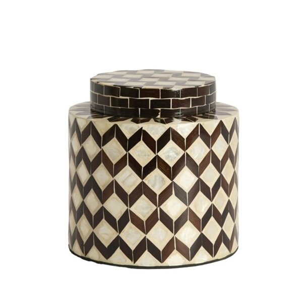 Light en Living Vaas deco Ø16x16 cm OLITE bamboo creme + donkerbruin