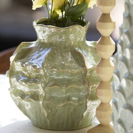 Vaas deco  Ø30x28 cm LOSETO keramiek groen